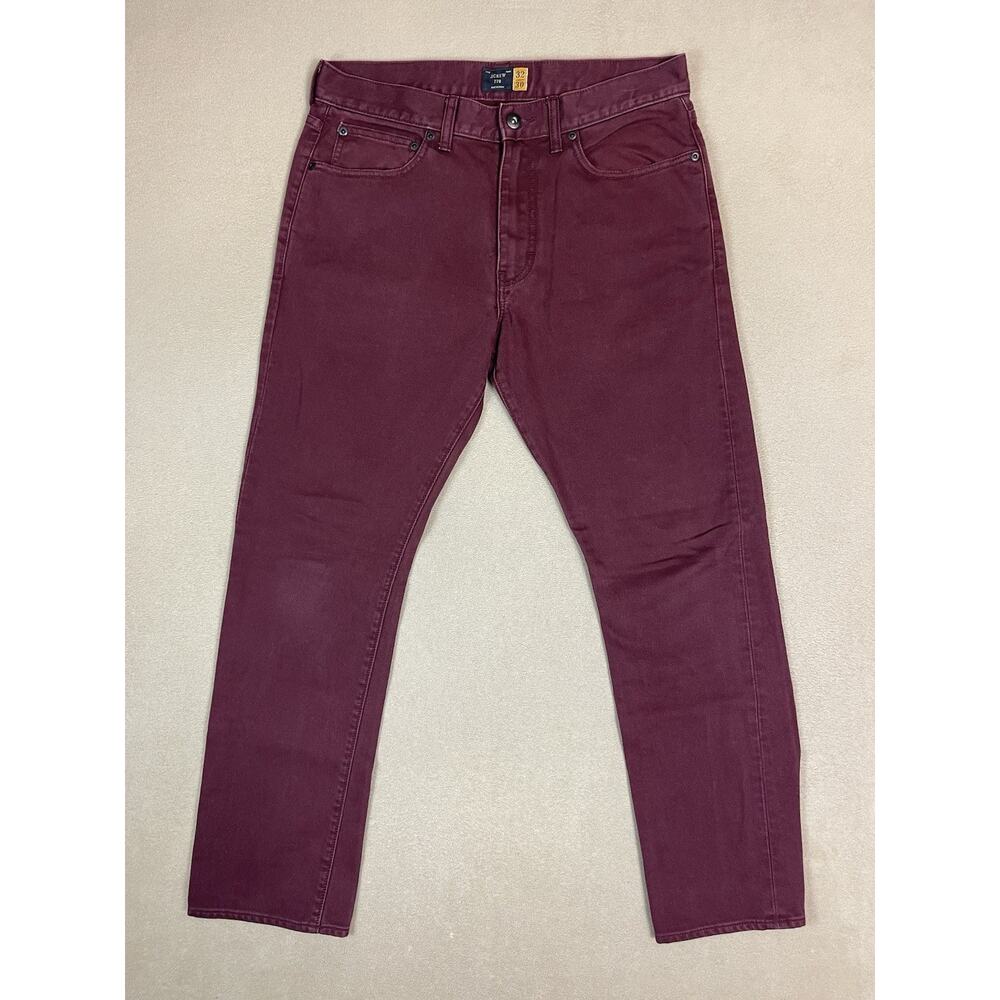 J Crew 770 Pants Mens 32x30 Burgundy Corduroy Straight Leg Mid Rise Regular Fit